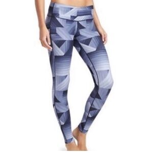 Athleta Frost Chaturanga Workout Leggings Geometric Pattern Shade Of Blue Sz S